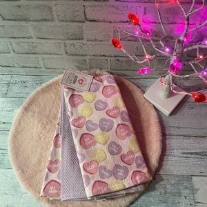 3 Pk Sweet Hearts Conversation Hearts Valentine Kitchen Towels